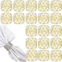 20 Pcs Napkin Rings Gold, Metal Napkin Rings Napkin Buckles Leaves Napkin Rings for Wedding Party Dinner Anniversary Table Centerpieces - PR
