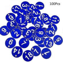 (Blue) 100pcs Plastic Id Number Tags 1-100 Engraved Number Id Tag Colored For Key Ring Gds - RiRi