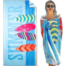 (Blue Surfboard) Beach Towel, 150 X 70cm Microfibre Beach Towel, Quick Drying Beach Towel, Lightweight, Colourfast Sports Towel, Sand-free - PR