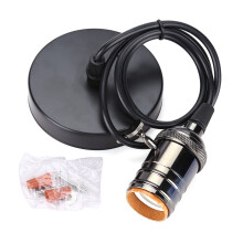 Plafondlampfitting, retro design wandlamp, lichtgewicht en praktische voet voor slaapkamer en studeerkamer, industriële Edison hanglampset parelzwart