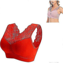 (2XL, Red) Anti-saggy Breasts Bra, Nula Bras Anti Sagging,plus Size Lace Breathable Sleep Sports Bra Wirefree Anti Sagging Bra - RiRi