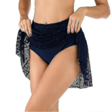 (M, BLUE) Womens Lace Hollow Out Swimsuit Tankini Bottom Swim Board Shorts(s-xxl) - Pjun
