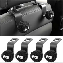 4 Pcs Car Seat Headrest Hook, Soot Sprites Purse Hook Holder Cute Car Storage Organizer Universal Vehicle Hanger for Hanging Handbag Grocery Bags - DD