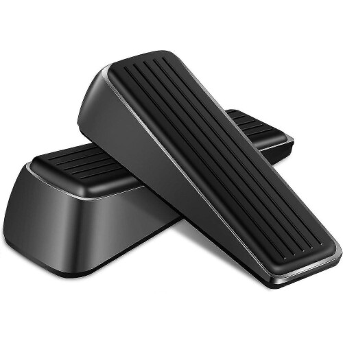 Heavy Duty Rubber Door Wedges - Black Door Stops, 2 Pack - DD