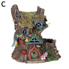(C) Fairy Garden Modern Wooden Garden Tree House Decoration