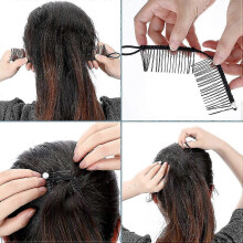 Pack Of 2 Non-slip Hair Clips Vintage Banana Stretchy Hair Accessories 30 Tooth Banana Comb Clips (black/pink) - DD