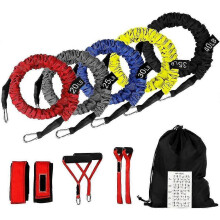 11-Piece Webbing Sports Fitness Resistance Band Set Strength Stretching Training Ring - DD01