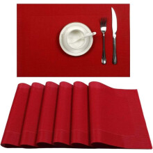 Placemats in Chinese rode stijl, gemaakt van polykatoen, antislip en kreukvrij, voor de keukentafel en eettafel, verfraaien uw woonomgeving (10 stuks)