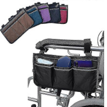 (rose) Wheelchair Bag With Pockets, Universal Waterproof Armrest Side Bag Wheelchair Side Organizer Storage Bag Armrest Pouch, 1pcs - Pengj