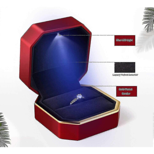 Luxury Ring Box, Square Velvet Wedding Ring Case with Led Light - RiRi 2