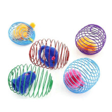 Cat Spring Toys with Catnip Balls, Metal Cage Design for Indoor Play and Feline Entertainment