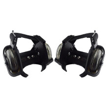 (Black) Two-Wheeled Heel Wheels Adjustable Roller Skates PVC Tricolor Luminous Wheel Shoes For Children