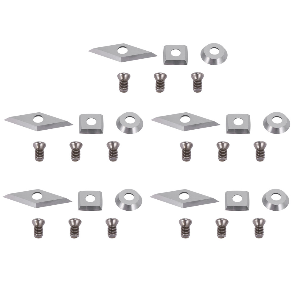 Brecantia 15Pcs Tungsten Carbide Cutters Inserts Set For Wood Lathe Turning Tools(Include 11Mm Square With Radius,12Mm Round