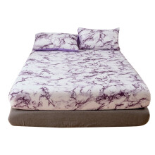 Luxe lakenset voor een tweepersoonsbed (queen size), marmerpatroon, gemaakt van duurzame microvezel, hypoallergeen en kreukvrij, wit beddengoed voor