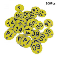 (Yellow) 100pcs Plastic Id Number Tags 1-100 Engraved Number Id Tag Colored For Key Ring Gds - RiRi