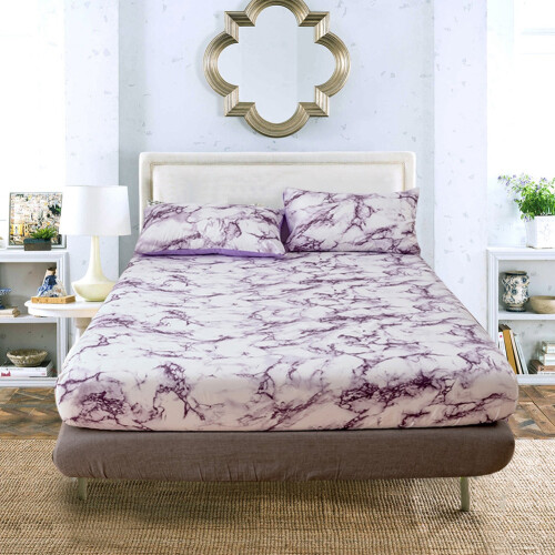Πολυτελές σετ σεντονιών Queen Size, σχέδιο από μάρμαρο με ανθεκτικές μικροΐνες, 1