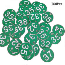 (Green) 100pcs Plastic Id Number Tags 1-100 Engraved Number Id Tag Colored For Key Ring Gds - RiRi