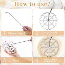 8X Roseta de Hierro Moldes Set Bunuelos Molde con Mango Sello Fabricante Kit Cookie Cutter Aleación Aluminio Waffle Molde