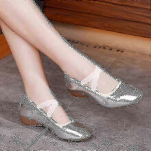 (39.5, silver) Women Soft Dance Shoes Practice Comfortable Flats Toe Lightweight Round