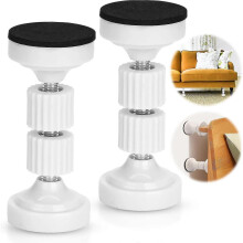 2 Pack Headboard Plugs, Adjustable Threaded Bed Frame Anti-shake Tool, Headboard Stoppers(white) - DD