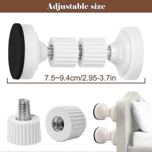 2 Pack Headboard Plugs, Adjustable Threaded Bed Frame Anti-shake Tool, Headboard Stoppers(white) - DD 1