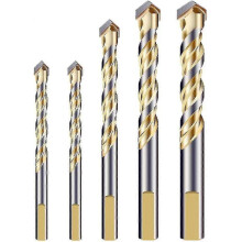 Multi-material Drill Bit Set with Dual Groove Carbide Tip for Tile, Concrete, Brick, Glass, Plastic, Wood, Metal - Silver - PJ