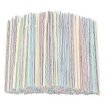 500pcs Plastic Drinking Straws 8 Inches Long Multi-Colored Striped Bedable