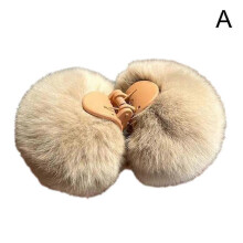 (B) Plush Ball Hair Gripper Autumn Winter Plush Small Clip Edge Hair Accessories