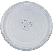Universal Microwave Turntable Glass Plate with 3 Fixtures, 24.5 Cm