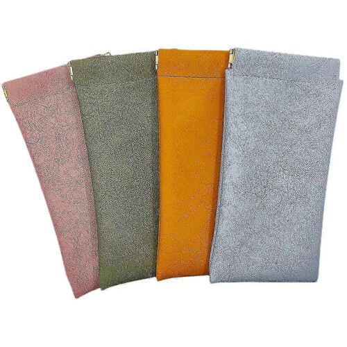 4pcs Glasses Case Leather Sunglasses Pouch Squeeze Top Soft Eyeglass Case - DD