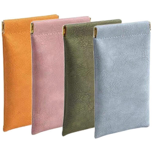 4pcs Glasses Case Leather Sunglasses Pouch Squeeze Top Soft Eyeglass Case - DD 1