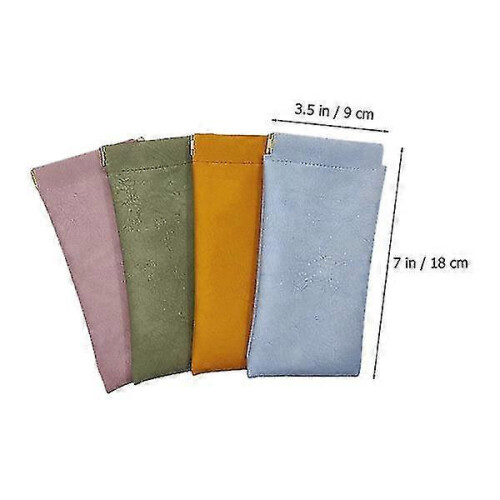 4pcs Glasses Case Leather Sunglasses Pouch Squeeze Top Soft Eyeglass Case - DD 2