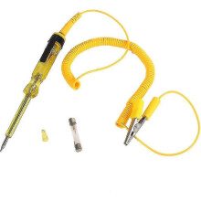 (Yellow) Automotive Circuit Tester, Test Light Probe With Indicator Light And Extended Spring Wire, Dc 6v 12v 24v Light Bulb Voltage Test Pen(yellow)