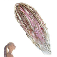 (Pink) Elastic Braided Hair Tie for Comfortable Daily Wear During Exercise Commuting and Various Activities Synthetic Fiber White
