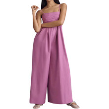 French Pleated Jumpsuit For Women Stylish Wide Leg-pink XL