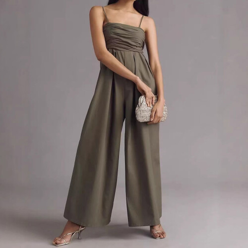 Elegant Polyester Romper Feature Ruffled Bodice And Flowy-O XL 1
