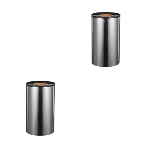 2Rolls Wax-Based Black Thermal Ribbon for Barcode Printer Labels