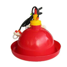 Chicken Water Feeder Poultry Drinker, Red Automatic Dispenser for Commercial Farms, 32.3x35x35cm Set for UK Use