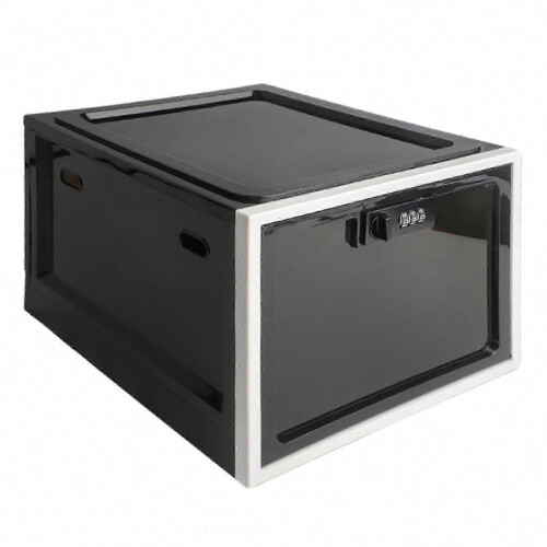 (Black White) Lockable Food Storage Box for Fridge, Snacks, Kitchen & Bedroom, Space-Saving Organizer