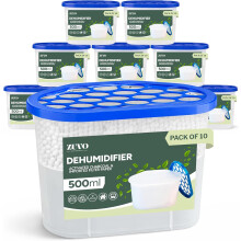 Zuvo Dehumidifier 500ml Pack of 10 Moisture Absorber for Damp Mould Mildew and Condensation Control