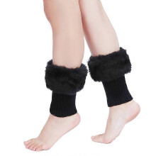 Women's Winter Warm Faux Fur Crochet Boot Socks Short Socks (khaki) 1 Pair - DD