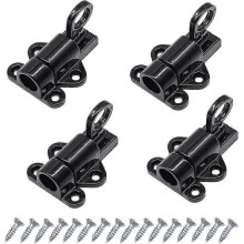 4 Pieces Door Bolts Door Latch Automatic Gate Lock Exterior Door Bolt Window Bolt Black Aluminum Door Bolt with Screws - Ri