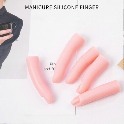5Pcs Silicone Finger Model High Simulation Bendable Joint Embedded Nail Art Training Finger for Nail 1