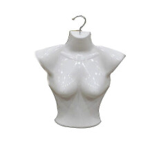 Plastic Half Body Female Mannequin Torse Underwear Clothing Form Display Rack White