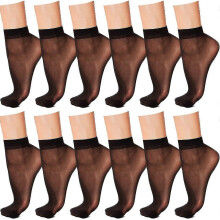 12 Pairs Women Ankle High Nylon Sheer Socks Soft Silky Short Socks - Ri