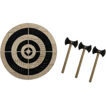 Backyard Axe Throwing Game with Wooden Darts and Hatchets for Outdoor Parties and Camping, Fun UK Edition