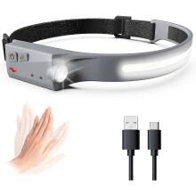 (grey) Led Headlamp Rechargeable,Headlamp Flashlight for Adults Outdoor/Camping/Running