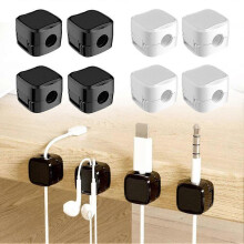 (Black) Elegant *6 Premium Quality Cable Clips Cord Management Electric Holder Magnetic Pack Phone Premium Ergonomic