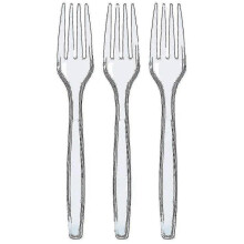 100 Pcs Clear Reusable Forks Tableware And Dinnerware - Ri