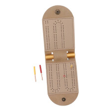 Portable Foldable Track Game Board in PU Leather with 4 Pegs for Travel and Cribbage Fun